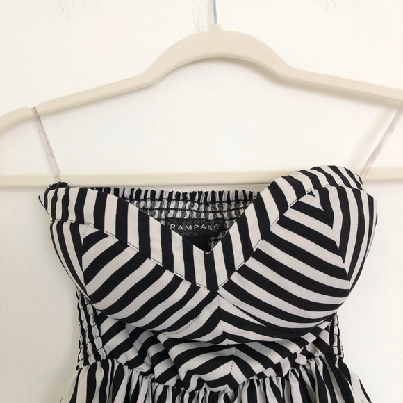 Rampage Black and White Striped Peplum Top - Picture 3 of 6